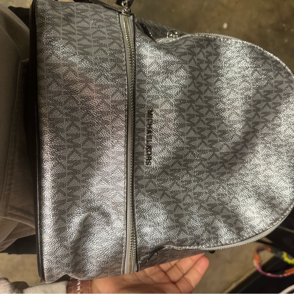 Michael Kors Metallic Gray Backpack